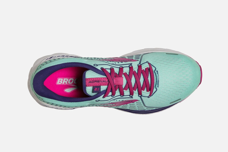 Adrenaline GTS 21 Road Brooks Running Shoes NZ Womens - Turquoise/Pink - ETAFYM-340